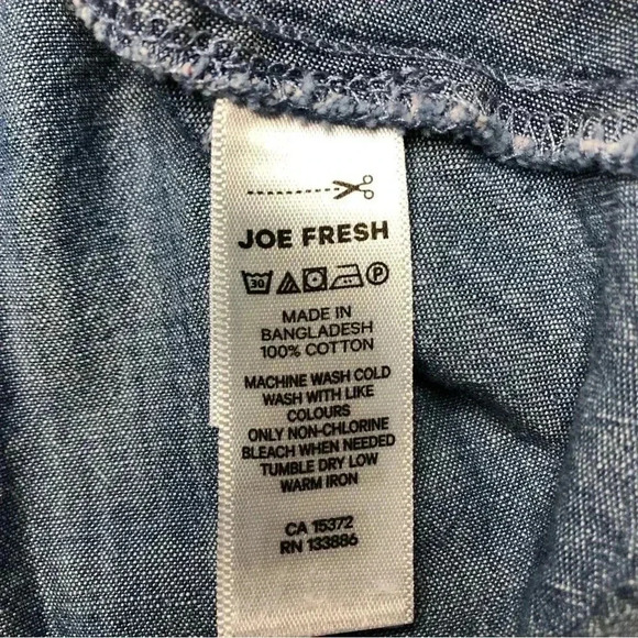 Joe Fresh Jean Dress Buttons Bow Collared Blue Size 6 / Small - Picture 9 of 16